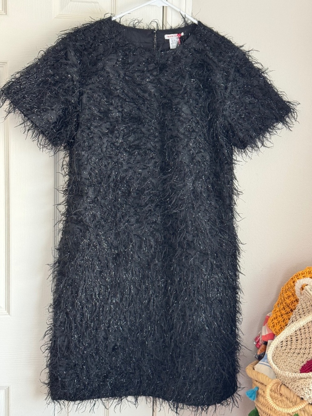 NWT, FRANCES VALENTINE, SHIFTY DRESS IN BLACK GOTHAM SHAG POLY - Picture 5 of 14